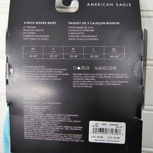 American Eagle Men's 2 Pack Blue Regular Length Boxer Briefs Size XS NIP Read - Picture 7 of 8